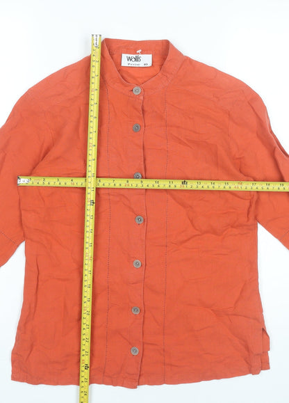 Womens UK Size 10 Wallis Orange Basic Button-Up