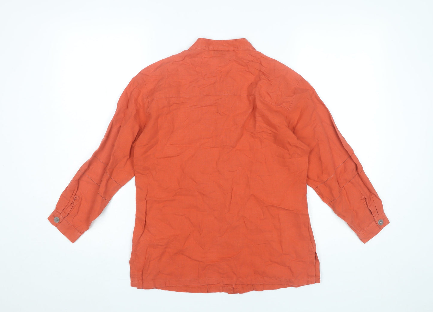 Womens UK Size 10 Wallis Orange Basic Button-Up