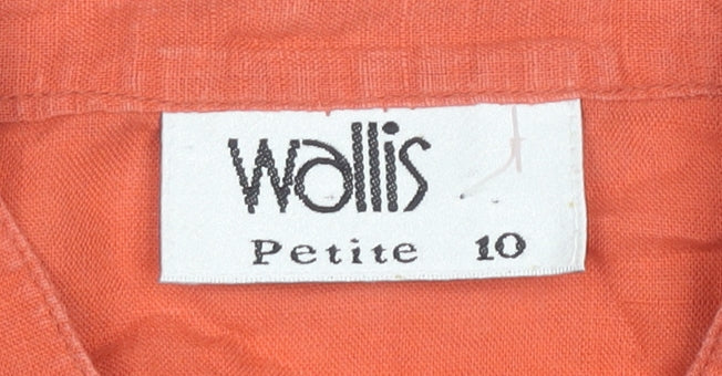 Womens UK Size 10 Wallis Orange Basic Button-Up