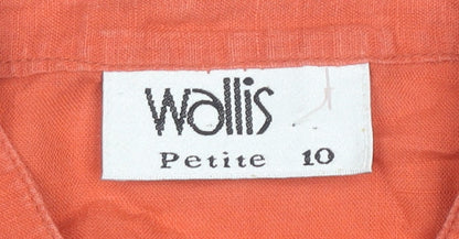 Womens UK Size 10 Wallis Orange Basic Button-Up
