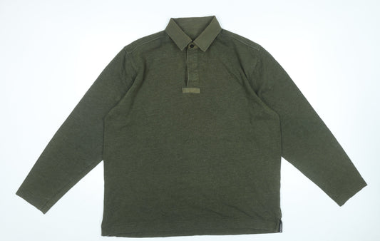 Hawkshead Men’s Green Long Sleeve Polo Shirt L Regular Fit