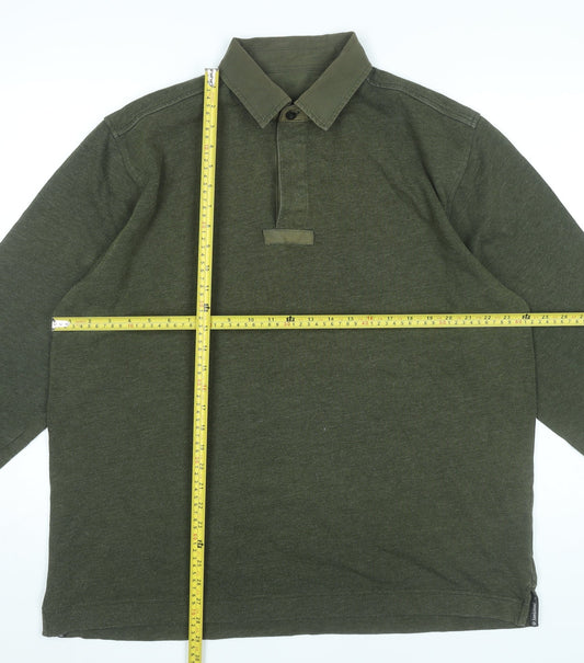Hawkshead Men’s Green Long Sleeve Polo Shirt L Regular Fit