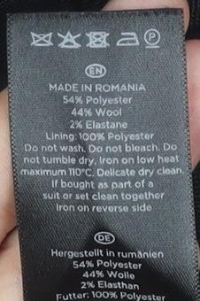 Hobbs Women Black Size 12 Double-Breasted Wool Blend Suit Jacket