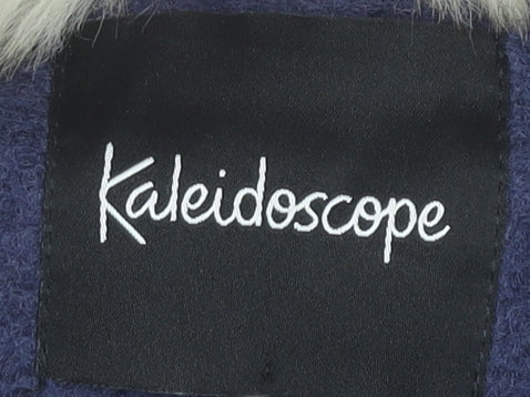 Kaleidoscope Women’s Blue Wool Blend Fur Trim Coat UK 22