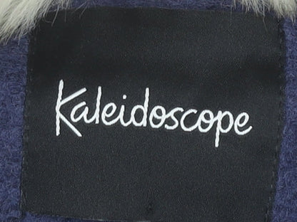 Kaleidoscope Women’s Blue Wool Blend Fur Trim Coat UK 22