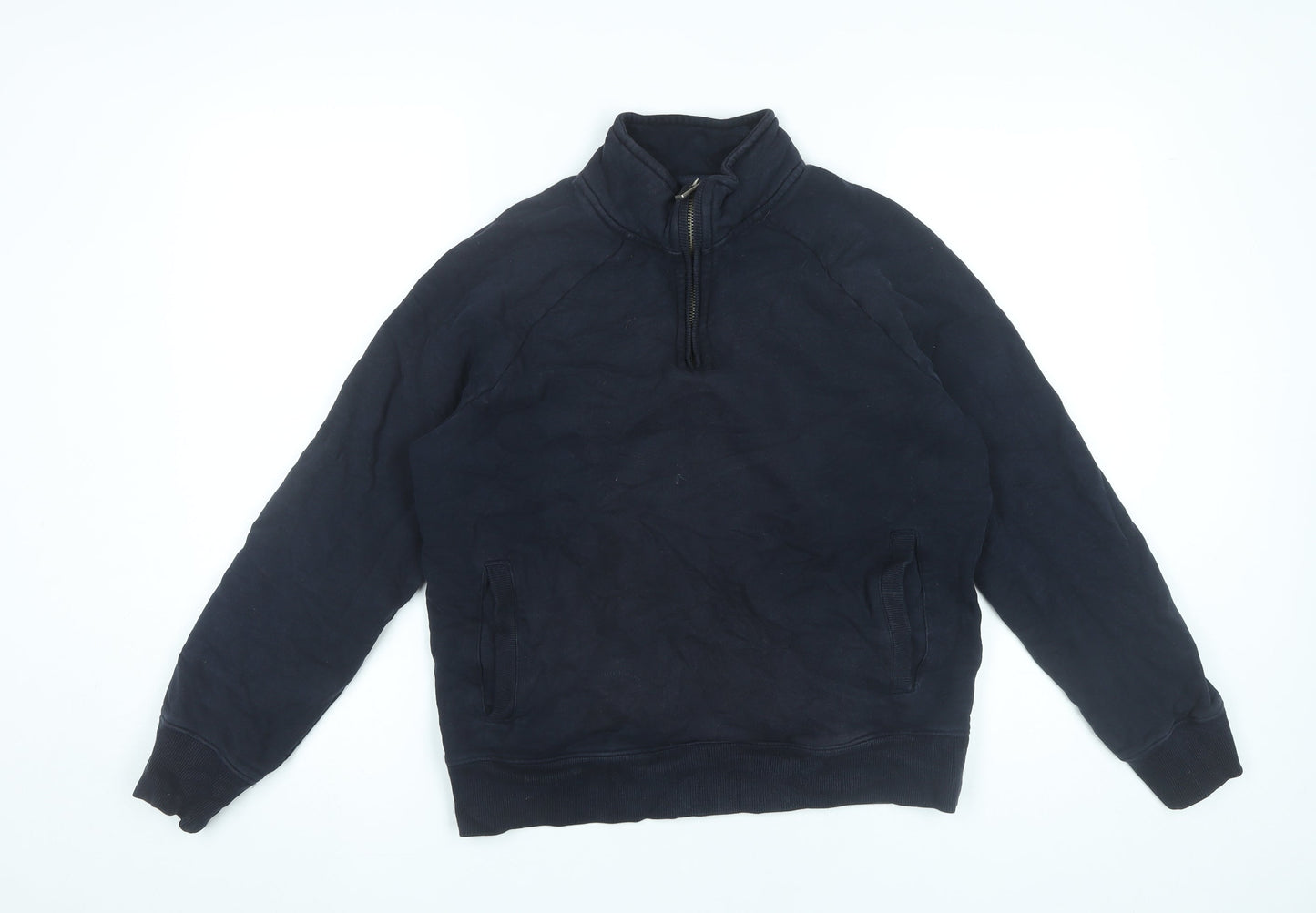 Marks and Spencer Men’s Black M 38-40" Quarter Zip Sweatshirt Cotton
