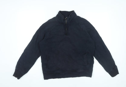 Marks and Spencer Men’s Black M 38-40" Quarter Zip Sweatshirt Cotton
