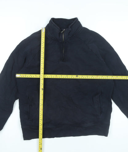 Marks and Spencer Men’s Black M 38-40" Quarter Zip Sweatshirt Cotton