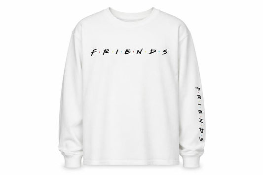 Front view of New Look girls’ white friends tv series sweatshirt age 14-15 pullover