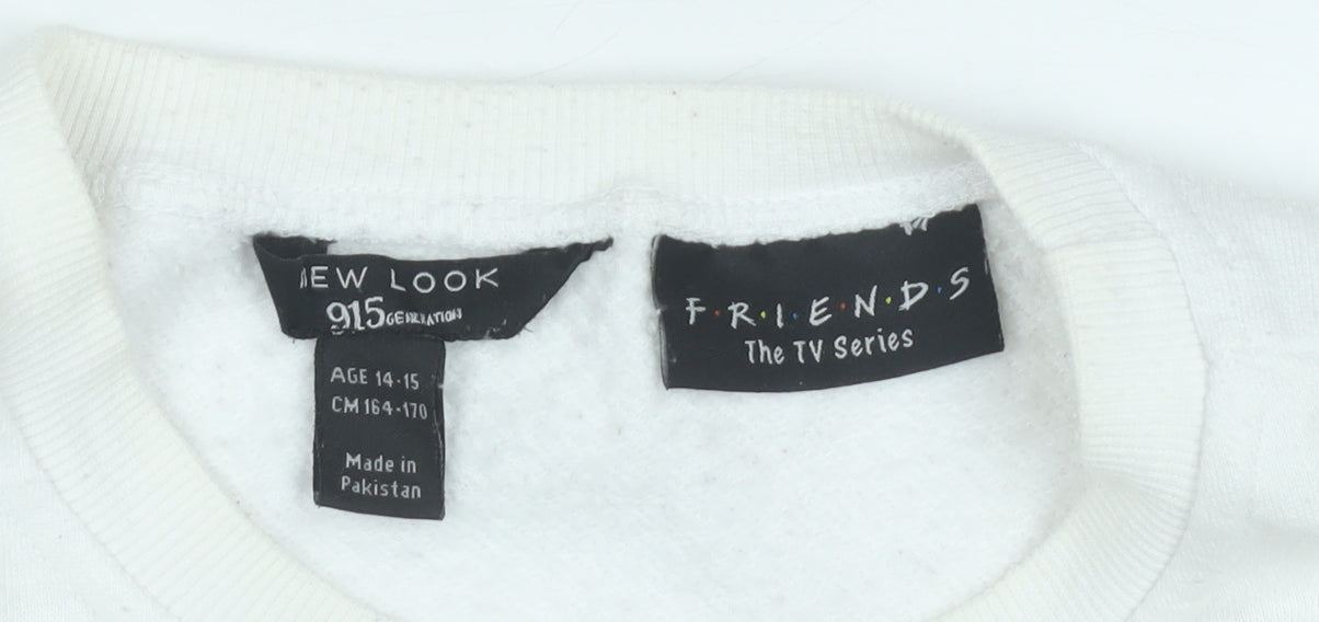 New Look Girls White Friends TV Series Sweatshirt Age 14-15 Pullover