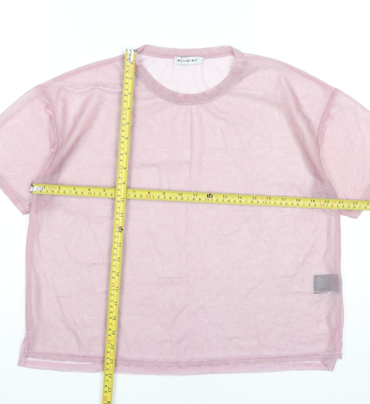 Light Before Dark Women’s Pink Mesh T-Shirt M Short Sleeve