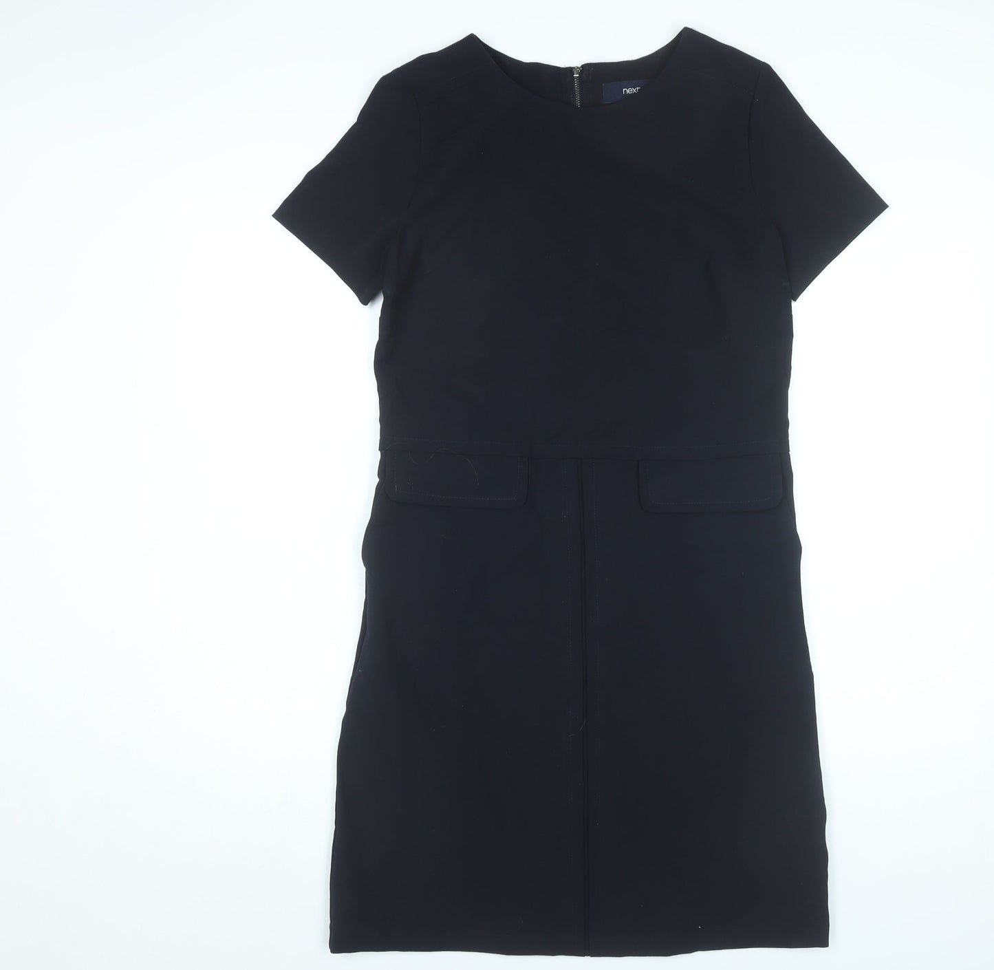 Next Women’s Black Sheath Dress Size 8 Knee Length Short Sleeve Workwear