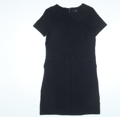 Next Women’s Black Sheath Dress Size 8 Knee Length Short Sleeve Workwear