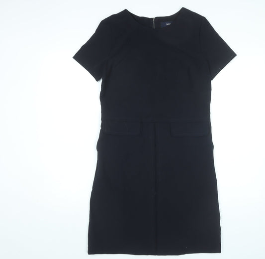 Next Women’s Black Sheath Dress Size 8 Knee Length Short Sleeve Workwear