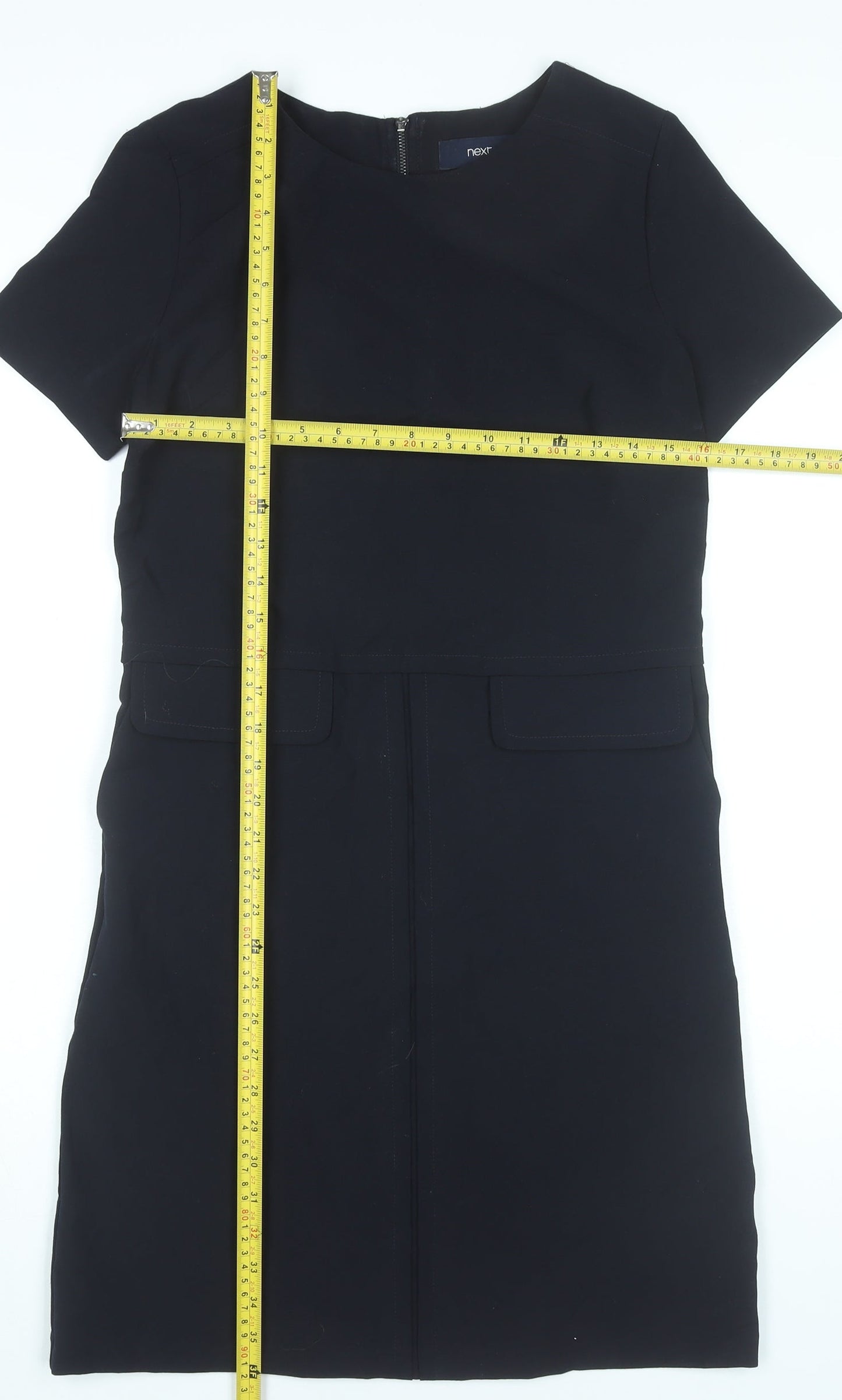 Next Women’s Black Sheath Dress Size 8 Knee Length Short Sleeve Workwear