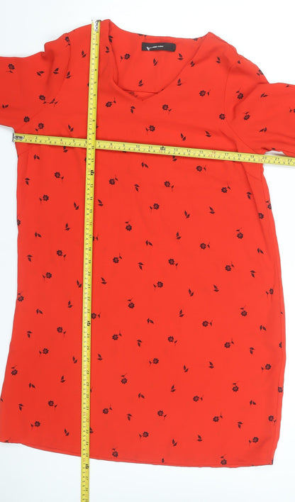 Vero Moda Women’s Red Floral Shift Dress Size M Knee Length Long Sleeve