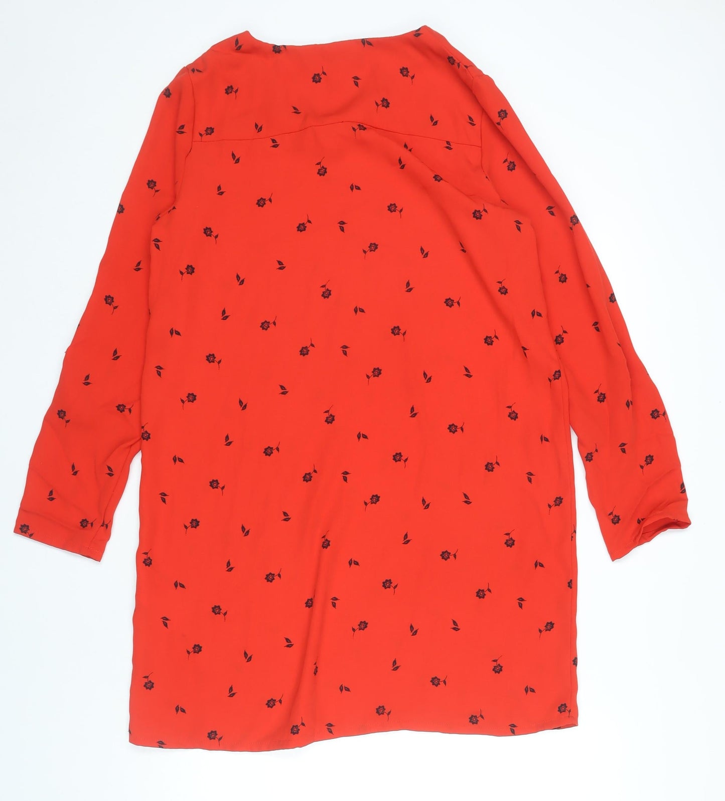Vero Moda Women’s Red Floral Shift Dress Size M Knee Length Long Sleeve