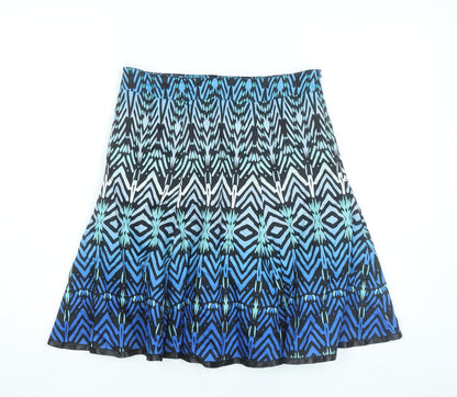 Et Vous Womens Blue Black Geometric A-Line Skirt Size 10 Cotton