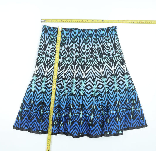 Et Vous Womens Blue Black Geometric A-Line Skirt Size 10 Cotton