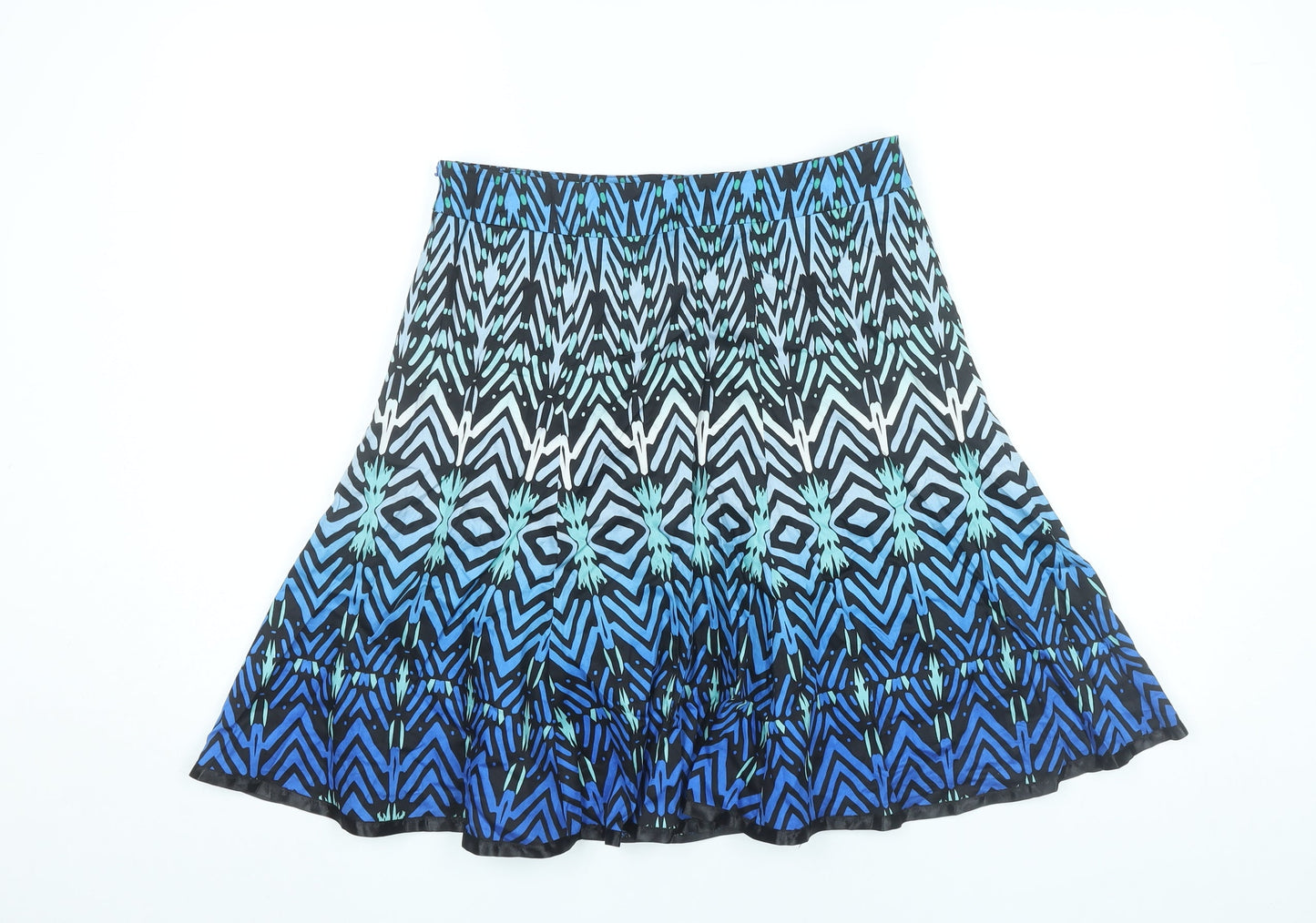 Et Vous Womens Blue Black Geometric A-Line Skirt Size 10 Cotton