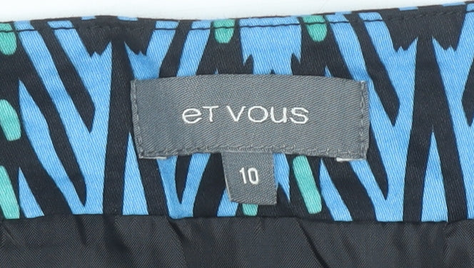 Et Vous Womens Blue Black Geometric A-Line Skirt Size 10 Cotton