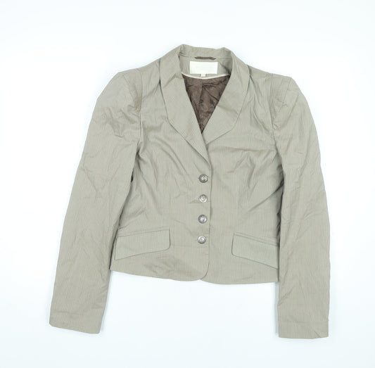 Roni Zilkha Women Beige Pinstripe Blazer Jacket Size 12