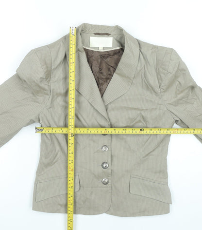 Roni Zilkha Women Beige Pinstripe Blazer Jacket Size 12