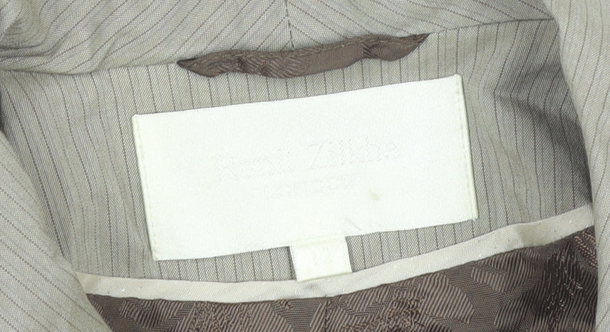 Roni Zilkha Women Beige Pinstripe Blazer Jacket Size 12
