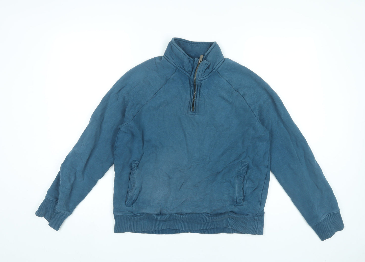 Marks and Spencer Women’s Blue 1/2 Zip Sweatshirt Medium 38-40" Cotton Casual