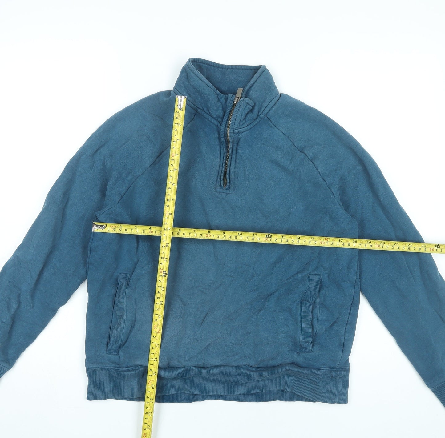 Marks and Spencer Women’s Blue 1/2 Zip Sweatshirt Medium 38-40" Cotton Casual