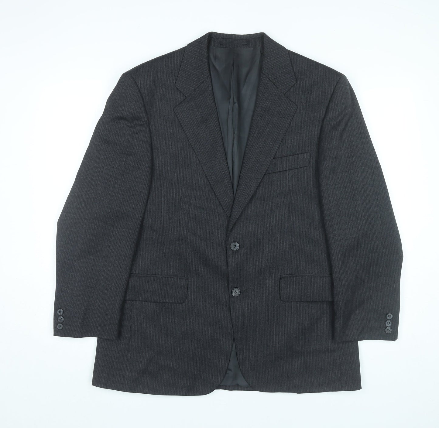 Centaur Men’s Black Pinstripe Wool Blend Blazer Jacket 40 Short Classic Formal