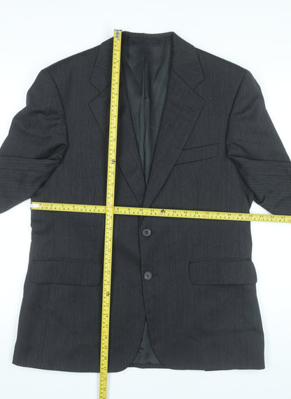Centaur Men’s Black Pinstripe Wool Blend Blazer Jacket 40 Short Classic Formal