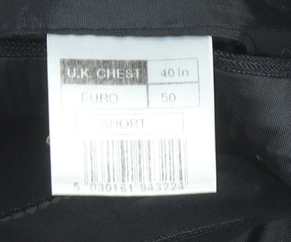Centaur Men’s Black Pinstripe Wool Blend Blazer Jacket 40 Short Classic Formal
