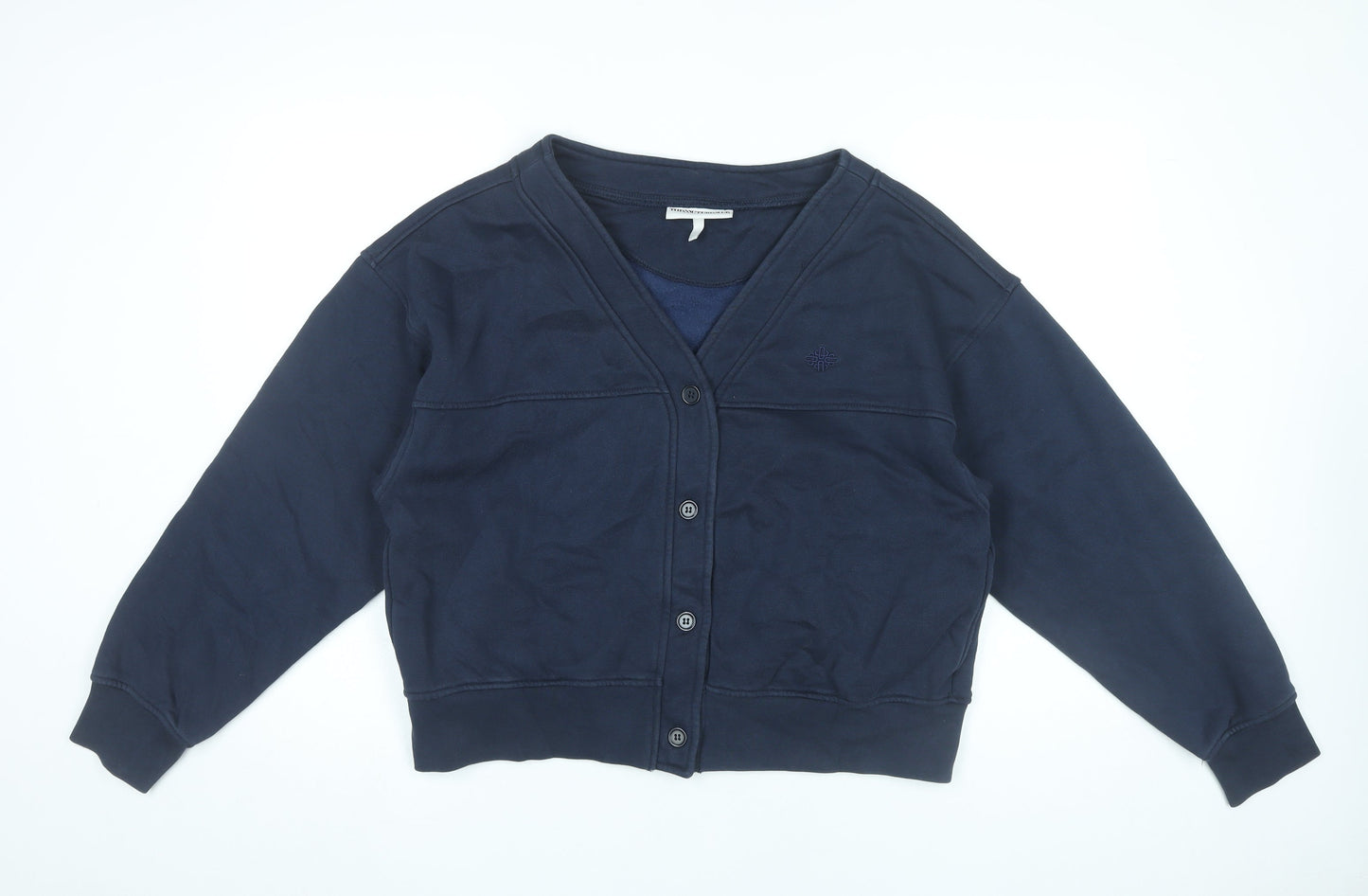 The Couture Club Women’s Blue V-Neck Cardigan Size 10 Cotton Blend