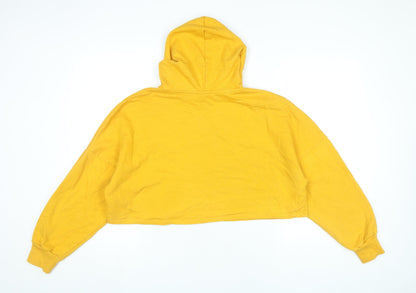 H&M Divided Women’s Yellow Hoodie L Hooded USA Print Pullover