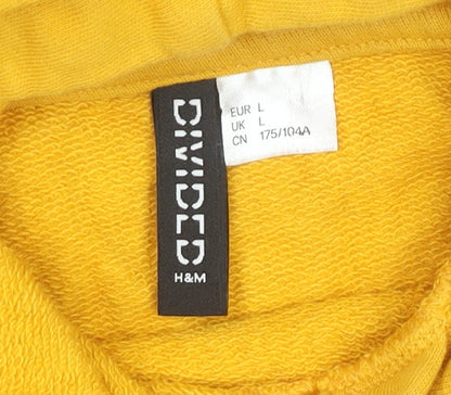 H&M Divided Women’s Yellow Hoodie L Hooded USA Print Pullover