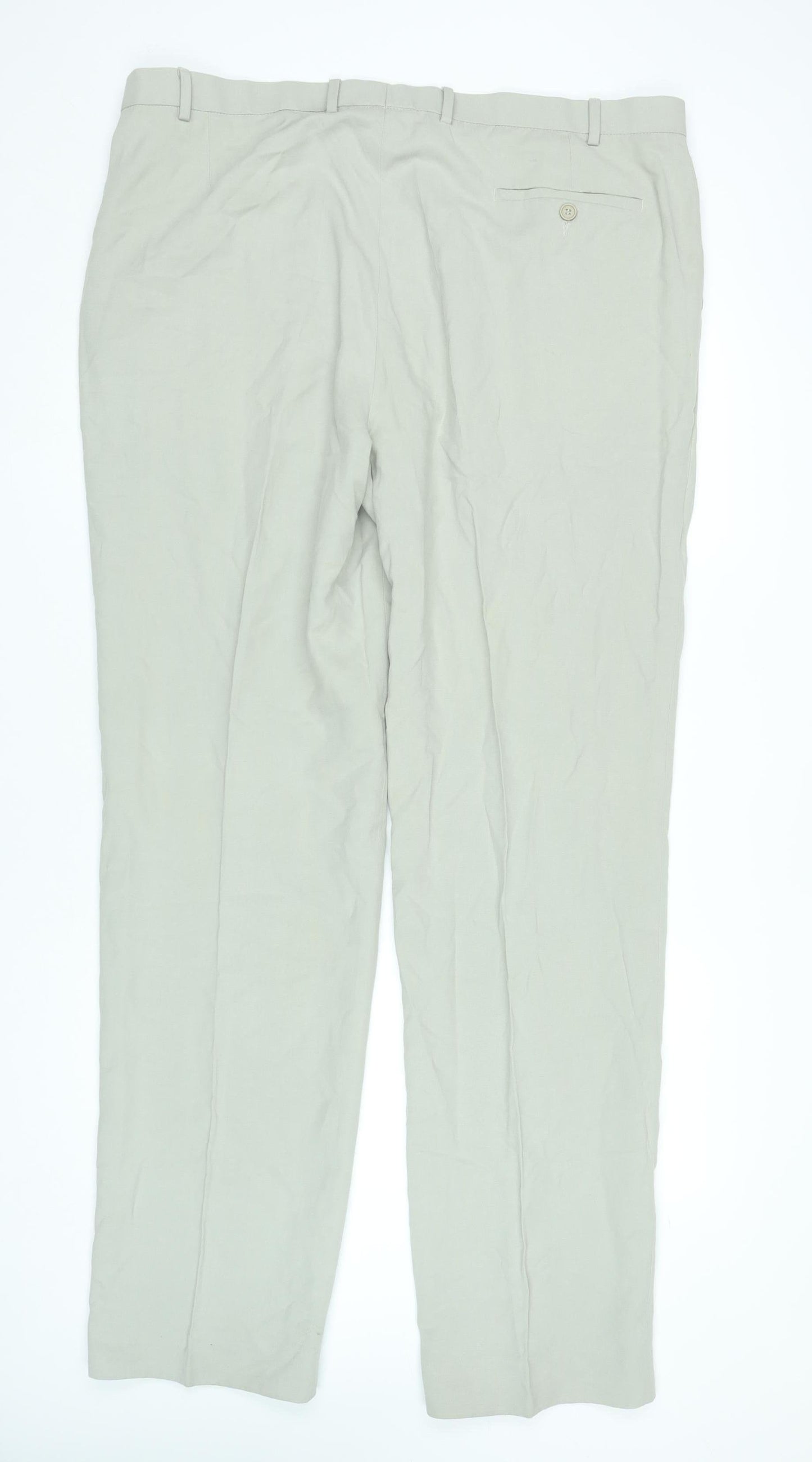 Marks and Spencer Men's Beige Chino Trousers Size 42W 35L Classic Fit