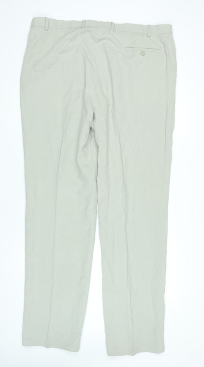 Marks and Spencer Men's Beige Chino Trousers Size 42W 35L Classic Fit