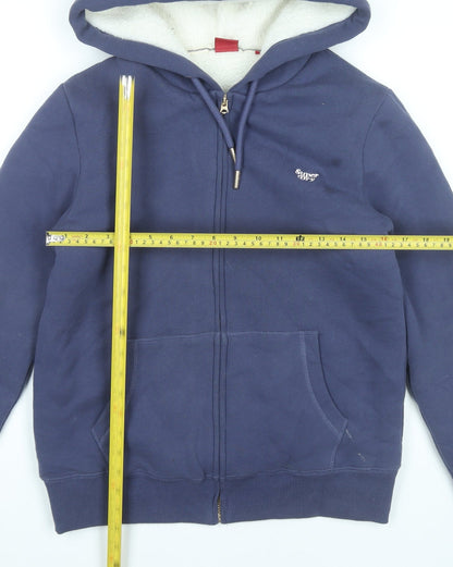 Superdry Women’s Navy Full Zip Hoodie UK 8 Cotton Blend Lined