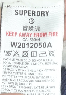 Superdry Women’s Navy Full Zip Hoodie UK 8 Cotton Blend Lined