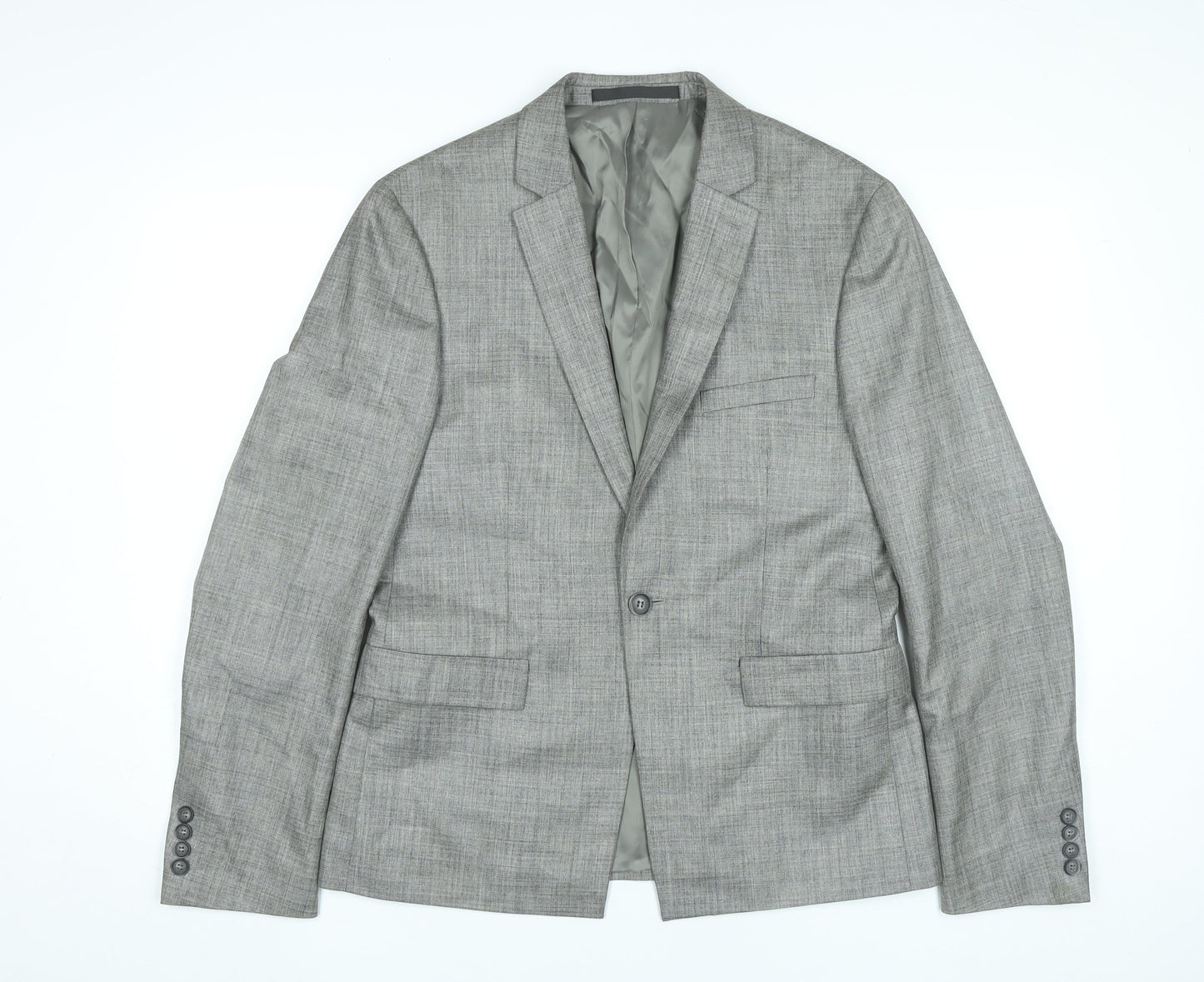 Topman Men's Grey Slim Fit Suit Jacket UK 38 Regular Two Button