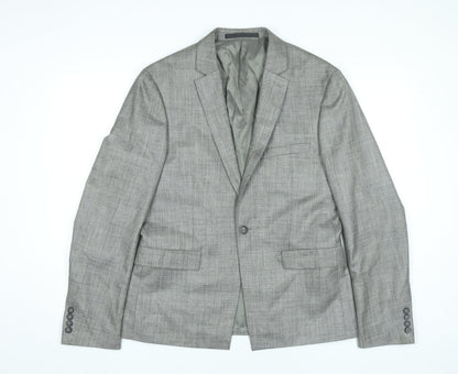 Topman Men's Grey Slim Fit Suit Jacket UK 38 Regular Two Button