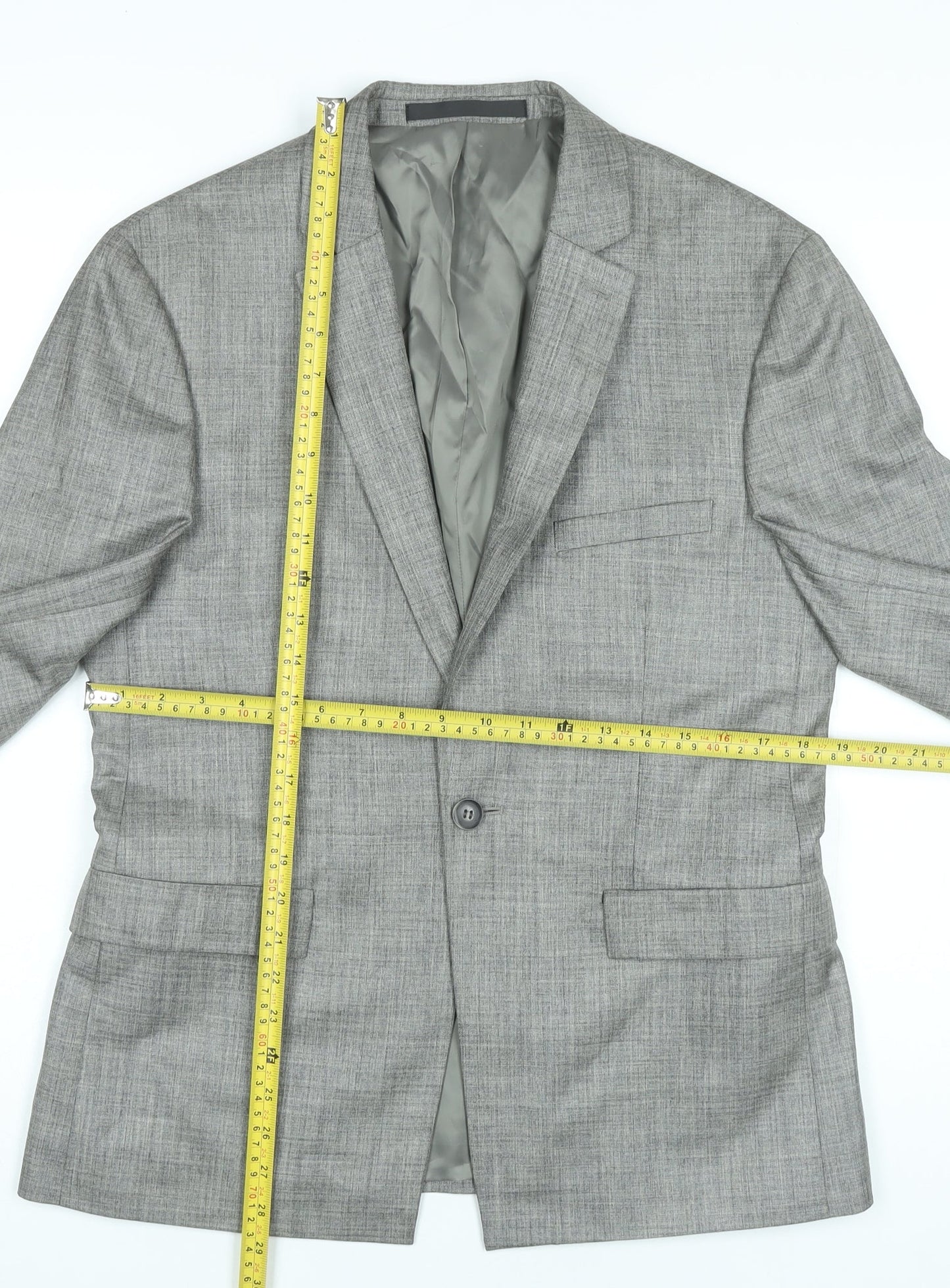 Topman Men's Grey Slim Fit Suit Jacket UK 38 Regular Two Button