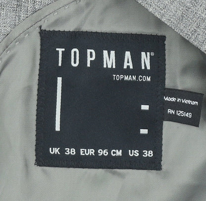 Topman Men's Grey Slim Fit Suit Jacket UK 38 Regular Two Button