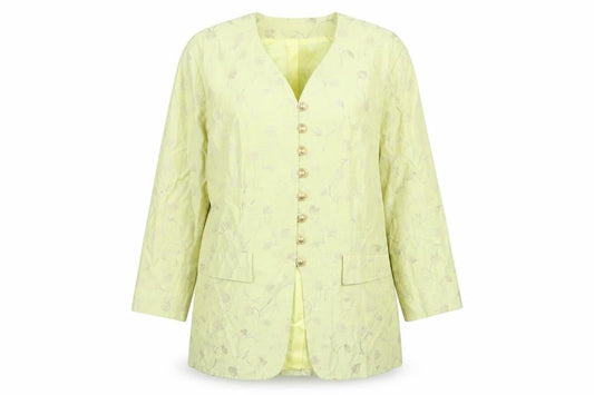 Sporting Women’s Yellow Floral Blazer Jacket Size 14 Viscose Acetate