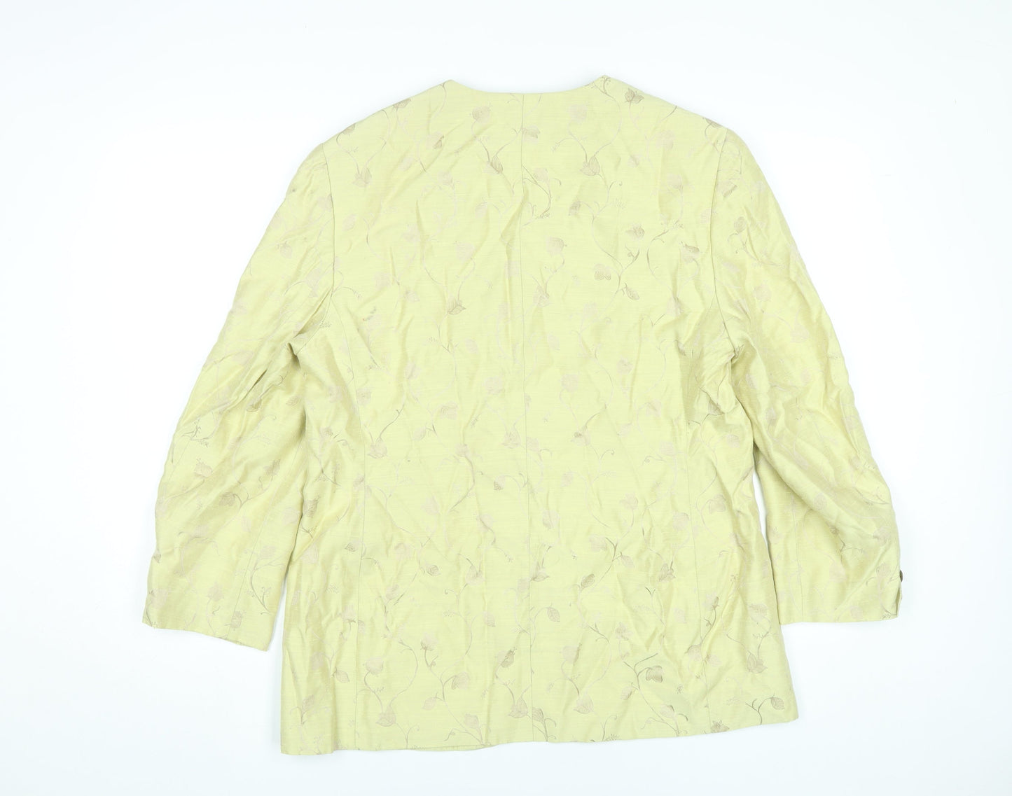 Sporting Women’s Yellow Floral Blazer Jacket Size 14 Viscose Acetate