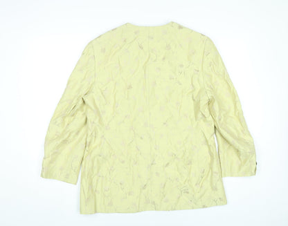 Sporting Women’s Yellow Floral Blazer Jacket Size 14 Viscose Acetate