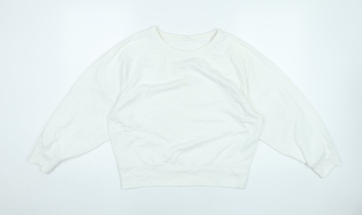 GAP Women’s White Pullover Sweatshirt M Raglan Crew Neck Cotton Blend