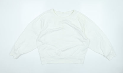 GAP Women’s White Pullover Sweatshirt M Raglan Crew Neck Cotton Blend