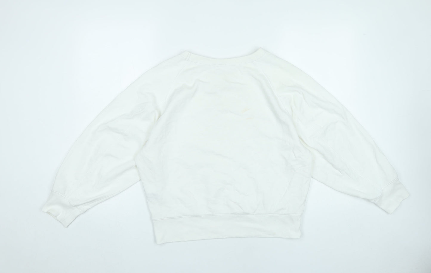 GAP Women’s White Pullover Sweatshirt M Raglan Crew Neck Cotton Blend